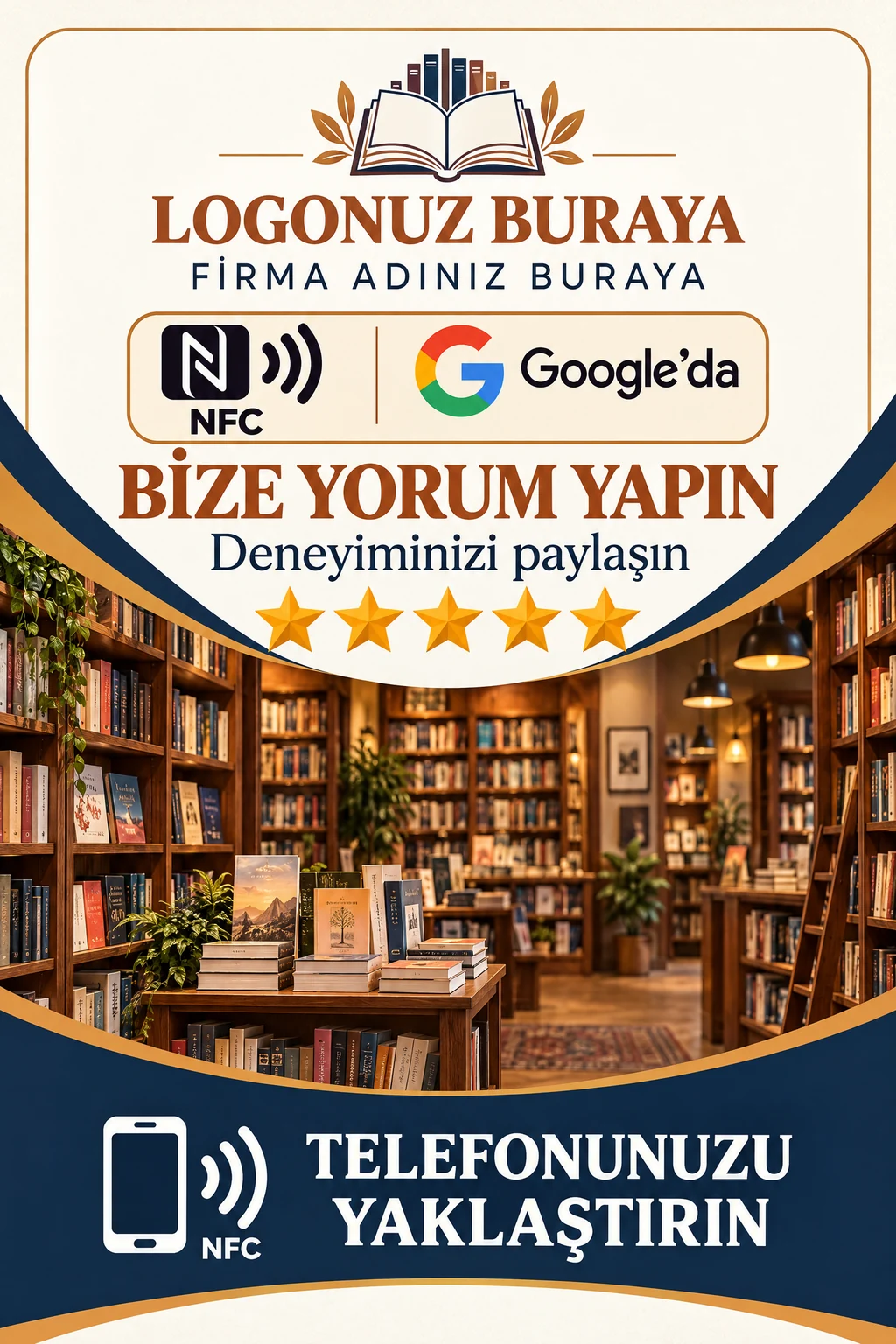 Kitapçı Google kart tasarımı A